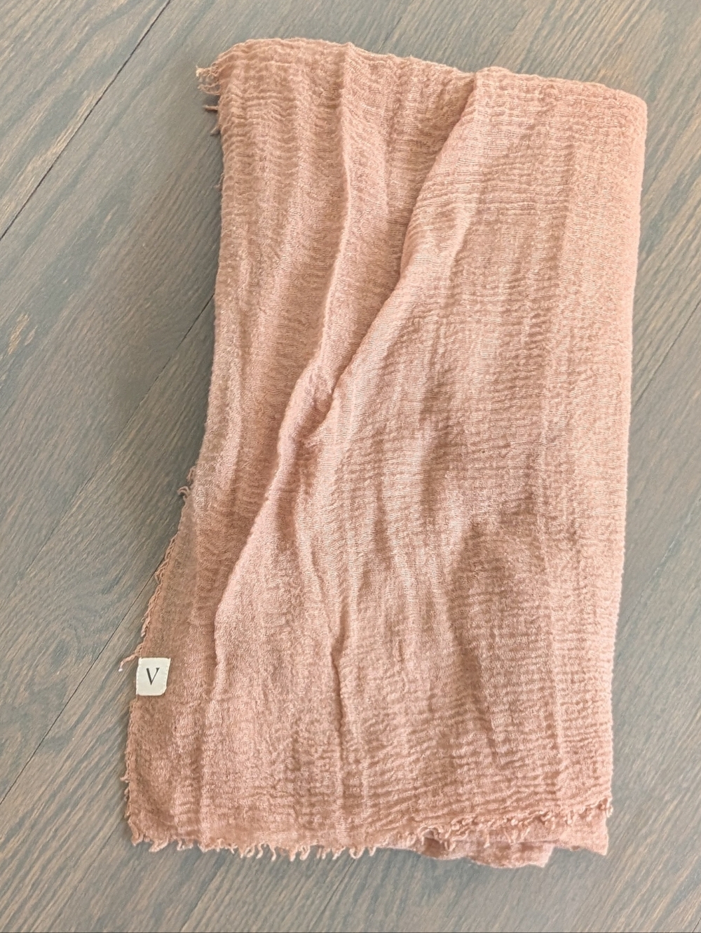 Vela Lightweight Frayed Edge Crinkle Hijab / Scarf, Dusty Beige